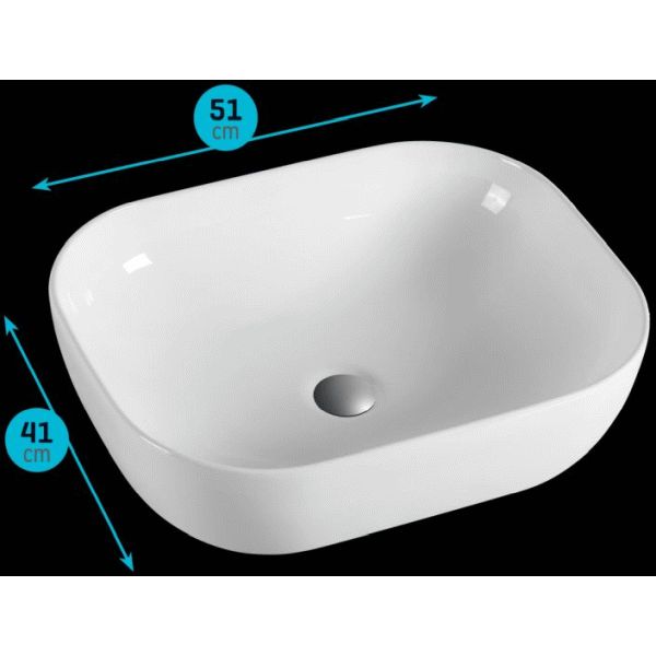 Lavabo sobre encimera UNO 51x41x14,5cm Blanco K S04030100, 