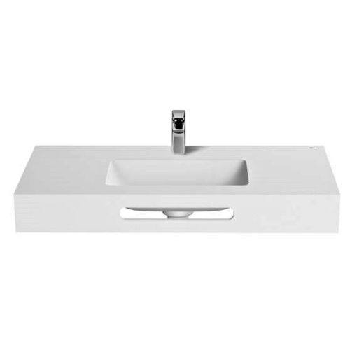 Lavabo soft MODO SQUARE 800x450mm cubeta cent. con faldon y toall. para valvula click clack blanco, 80x45cm AW112320190AH002 rectangular cuadrado central centrada toallero porta toallas portatoallas especiales