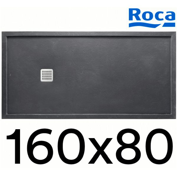 Plato de ducha de Stonex TERRAN de 1600 x 800 x 41 con marco pizarra ROCA AP1026403204120, Platos Sanitarios Resina Extraplano carga mineral Gelcoat Gel-coat gel coat 160x80cm 1600x800mm