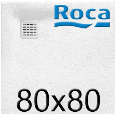 Plato de ducha de STONEX TERRAN de 800x800x26 Blanco ROCA APA0132032001100, BLC BLANCA BLANCOS Platos Sanitarios Resina Extraplano carga mineral Gelcoat Gel-coat gel coat 80x80cm