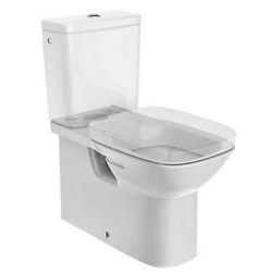 Taza DEBBA COMPACTO adosado a pared para tanque bajo y salida dual ( solo taza ) blanco ROCA, Y 8433290408263 SERIE Inodoros Water bater WC tazas vater MODELO Sanitarios W.C.