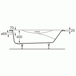 BAERA MALIBU 170 x 70 BLANCO ASAS CROMO ROCA 233350001, Roca Hierro Fundicin Fundido Colado Asidero, Agarradero, Asidor,    Cromado Cromada Sanitarios 170x70