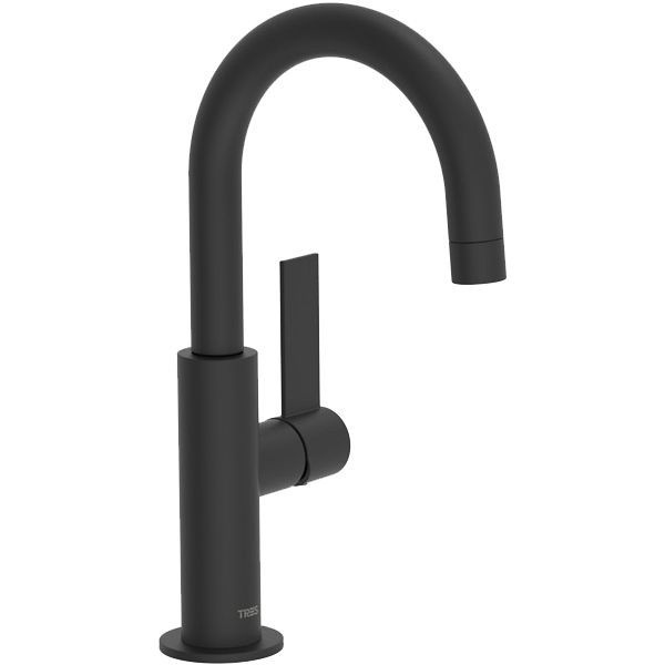 Monomando lavabo PROJECT con maneta lateral Negro Mate TRES 21190401NM, 