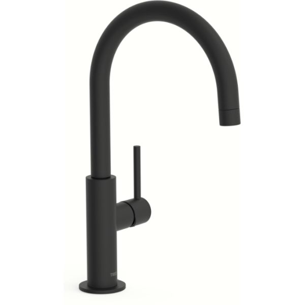 Monomando de lavabo con cao alto de 200 mm curvado STUDY-TRES Negro mate REF 26290402NM TRES, 