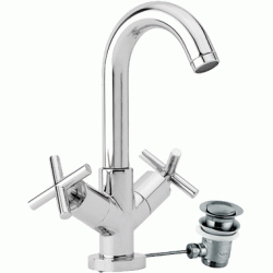 MONOBLOC DE LAVABO CON VALVULA AUTOMATICA BIMAX-TRES CROMADO REF 168103 8429546381497, Vlvulas Automtica Cromado Cromada Mezclador bimando BALBULAS Lababos washbasin basin lavavos Lavabos