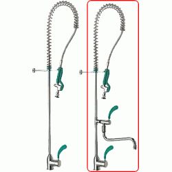 COLUMNA COCINA INDUSTRIAL PRESTO CON MEZCLADOR MONOMANDO Y GRIFO INTERMEDIO CROMADA REF 70553, GRIFERIAS GRIFOS RESTAURACION ALIMENTACION CROMO CROMADO CARNICERIA PESCADERIA 3535770705536 Pulsadores