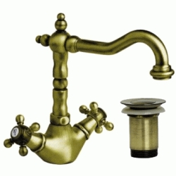 MONOBLOC DE LAVABO CLASICA 1866 CROMADO CAO RETRO CON VALVULA AUTOMATICA REF 212700 GROBER, MEZCLADOR BIMANDO DESAGUES AUTOMATICO CROMO CROMADA 212 700 8435200010771 BALBULAS Lababos washbasin basin lavavos Lavabos Classic Vintage Epoca GRB