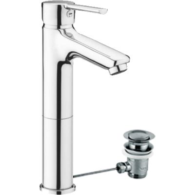 MONOMANDO DE LAVABO TENDER CROMADO CON PROLONGADOR Y VALVULA AUTOMATICA REF 919900 GROBER, MEZCLADOR DESAGUES AUTOMATICO GRIFOS GRIFERIAS ALTO CROMO CROMADA BALBULAS Lababos washbasin basin lavavos Lavabos GRB Repisa single handle faucet tap