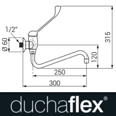 Monomando de fregadero industrial a pared con cao bajo de 250 mm y maneta larga ref 6455 DUCHAFLEX, Fregadero Fregadera Sink Pared Mural Muro Cao Bajo Cromo Cromado Cromada Griferas Grifos Palanca Medical SANITARIA HOSPITALARIA  clinica Cocinas Mezcladores Mezcladoras Medicinales Mandos Geontologica  ECNMC baratos asequibles rebajados mdicos baratas econmicas rebajadas economicos INFERIOR