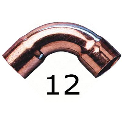 CURVA HEMBRA HEMBRA FIGURA 2 DE COBRE DE 12, HH PARA SOLDAR H/H H-H Codo copper