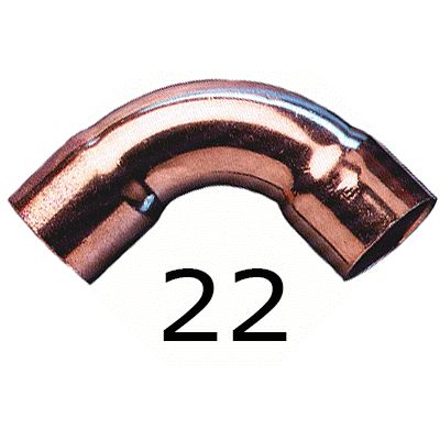 CURVA HEMBRA HEMBRA FIGURA 2 DE COBRE DE 22, HH PARA SOLDAR H/H H-H Codo copper