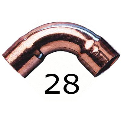 CURVA HEMBRA HEMBRA FIGURA 2 DE COBRE DE 28, HH PARA SOLDAR H/H H-H Codo copper