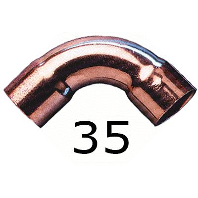 CURVA HEMBRA HEMBRA FIGURA 2 DE COBRE DE 35, HH PARA SOLDAR H/H H-H Codo copper