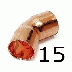 CURVA DE COBRE HEMBRA HEMBRA FIGURA 41 DE 15, HH PARA SOLDAR H/H Semicurvas 45 Semi-Curvas Codos H-H copper