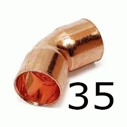 CURVA DE COBRE HEMBRA HEMBRA FIGURA 41 DE 35, HH PARA SOLDAR H/H Semicurvas 45 Semi-Curvas Codos H-H copper