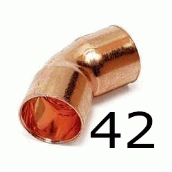 CURVA DE COBRE HEMBRA HEMBRA FIGURA 41 DE 42, HH PARA SOLDAR H/H Semicurvas 45 Semi-Curvas Codos H-H copper