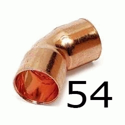 CURVA DE COBRE HEMBRA HEMBRA FIGURA 41 DE 54, HH PARA SOLDAR H/H Semicurvas 45 Semi-Curvas Codos H-H copper