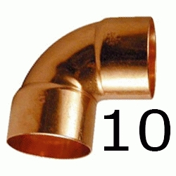 CODO HEMBRA HEMBRA FIGURA 90 DE COBRE DE 10, HH PARA SOLDAR CODOS Cu H/H H-H 90 copper elbows