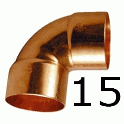 CODO HEMBRA HEMBRA FIGURA 90 DE COBRE DE 15, HH Recomendado ECNMC PARA SOLDAR CODOS Cu H/H H-H 90 copper elbows