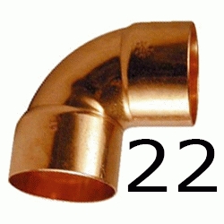 CODO HEMBRA HEMBRA FIGURA 90 DE COBRE DE 22, HH Recomendado ECNMC PARA SOLDAR CODOS Cu H/H H-H 90 copper elbows