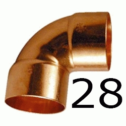 CODO HEMBRA HEMBRA FIGURA 90 DE COBRE DE 28, HH PARA SOLDAR CODOS Cu H/H H-H 90 copper elbows