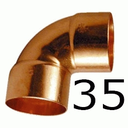 CODO HEMBRA HEMBRA FIGURA 90 DE COBRE DE 35, HH PARA SOLDAR CODOS Cu H/H H-H 90 copper elbows