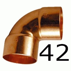 CODO HEMBRA HEMBRA FIGURA 90 DE COBRE DE 42, HH PARA SOLDAR CODOS Cu H/H H-H 90 copper elbows