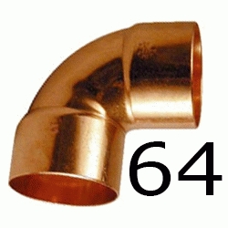 CODO HEMBRA HEMBRA FIGURA 90 DE COBRE DE 64, PARA SOLDAR CODOS Cu HH H/H H-H 90 copper elbows