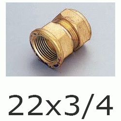 F 62 TERMINAL MIXTO ROSCA HEMBRA PARA COBRE COMPRESIN REF. 202  DE 22x3/4 TRADESA, Fittings Fitings Ermeto Racord F62 F-62 22x3/4 Terminales TRH copper