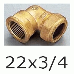 F 64 CODO MIXTO HEMBRA PARA COBRE COMPRESIN REF 205  DE 22x3/4 TRADESA, Fittings Fitings Ermeto Racor F64 F-64 CODOS Racords 22x3/4 copper elbows