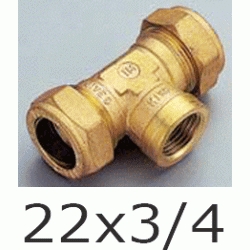 F 65 TE MIXTA ROSCA HEMBRA PARA COBRE COMPRESIN REF. 209  DE 22x3/4 22 TRADESA, Fittings Fitings Ermeto Racor F65 F-65 TES DERIBACIONES DERIVACIONES Racords 22x3/4 copper