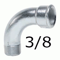 CURVA FIGURA 1 MH DE 3/8" GALVANIZADA, Hierro Galvanizado Macho Hembra (MH) ( MH ) (M-H) ( M-H ) M/H Codo