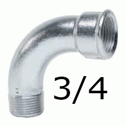 CURVA FIGURA 1 MH DE 3/4" GALVANIZADA, Hierro Galvanizado Macho Hembra 25 (MH) ( MH ) (M-H) ( M-H ) M/H Codo