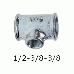 TE REDUCIDA FIGURA 130 DE 1/2" x 3/8" x 3/8" GALVANIZADA, Hierro Galvanizado  1/2-3/8 3/8-1/2 20