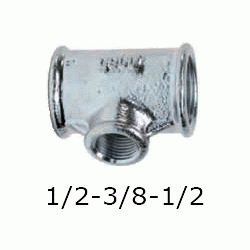 TE REDUCIDA FIGURA 130 DE 1/2" x 3/8" GALVANIZADA, Hierro Galvanizado  1/2-3/8 3/8-1/2 20