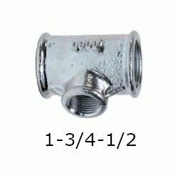 TE REDUCIDA FIGURA 130 DE 1/2" x 3/4" x 1/2" GALVANIZADA, Hierro Galvanizado  3/4-1/2 1/2-3/4 20 25