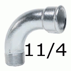 CURVA FIGURA 1 MH DE 11/4" GALVANIZADA, Hierro Galvanizado Macho Hembra 1 1/4 1-1/4 40 (MH) ( MH ) (M-H) ( M-H ) M/H Codo