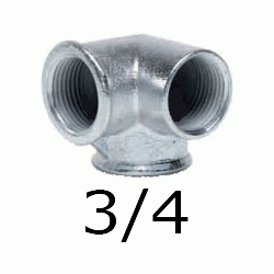 DISTRIBUIDOR CODO RINCONERA DE 3 BOCAS FIGURA 221 DE 3/4" GALVANIZADO, Desviador Cambiador Repartidor Hierro Galvanizado  Tres 25