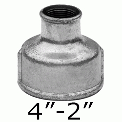 MANGUITO REDUCIDO FIGURA 240 DE 4" x 2" GALVANIZADO, Hierro  63 110 Uniones Empalmes Enpalmes Empalmar Enpalmar Reducciones Hembra