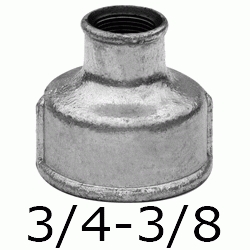 MANGUITO REDUCIDO FIGURA 240 DE 3/4" x 3/8" GALVANIZADO, Hierro  25 Uniones Empalmes Enpalmes Empalmar Enpalmar Reducciones Hembra