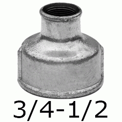 MANGUITO REDUCIDO FIGURA 240 DE 3/4" x 1/2" GALVANIZADO, Hierro  3/4-1/2 1/2-3/4 20 25 Uniones Empalmes Enpalmes Empalmar Enpalmar Reducciones Hembra