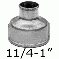 MANGUITO REDUCIDO FIGURA 240 DE 11/4" x 1" GALVANIZADO, Hierro  1 1/4 1-1/4 32 40 Uniones Empalmes Enpalmes Empalmar Enpalmar Reducciones Hembra