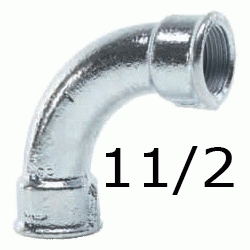 CURVA FIGURA 2 HH DE 11/2" GALVANIZADA, Hierro Galvanizado Hembra Hembra 1 1/2 1-1/2 50 H/H H-H Codo