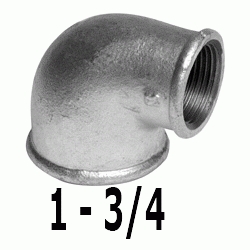 CODO REDUCIDO FIGURA 90 DE 1" x 3/4" GALVANIZADO, Hierro Hembra Hembra HH 1-3/4 3/4-1 1x3/4 3/4x1 25 32 H/H H-H