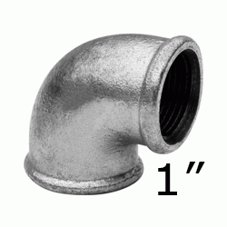 CODO ROSCAS HEMBRA HEMBRA FIGURA 90 DE 1" GALVANIZADO, Hierro Galvanizado HH 32 H/H H-H