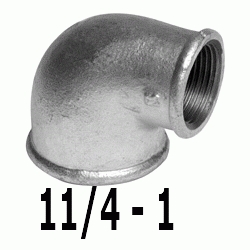 CODO REDUCIDO FIGURA 90 DE 11/4" x 1" GALVANIZADO, Hierro Hembra Hembra HH 1 1/4 1-1/4 32 40 H/H H-H