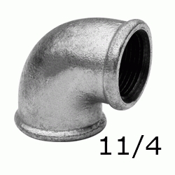 CODO ROSCAS HEMBRA HEMBRA FIGURA 90 DE 11/4" GALVANIZADO, Hierro Galvanizado HH 1 1/4 1-1/4 40 H/H H-H