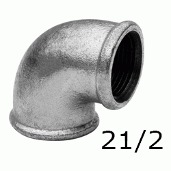 CODO ROSCAS HEMBRA HEMBRA FIGURA 90 DE 21/2" GALVANIZADO, Hierro Galvanizado HH 2 1/2 2-1/2 75 H/H H-H