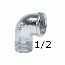 CODO ROSCAS MACHO HEMBRA FIGURA 92 DE 1/2" GALVANIZADO, Hierro Galvanizado MH 20 (MH) ( MH ) (M-H) ( M-H ) M/H