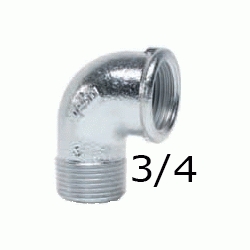 CODO ROSCAS MACHO HEMBRA FIGURA 92 DE 3/4" GALVANIZADO, Hierro Galvanizado MH 25 (MH) ( MH ) (M-H) ( M-H ) M/H